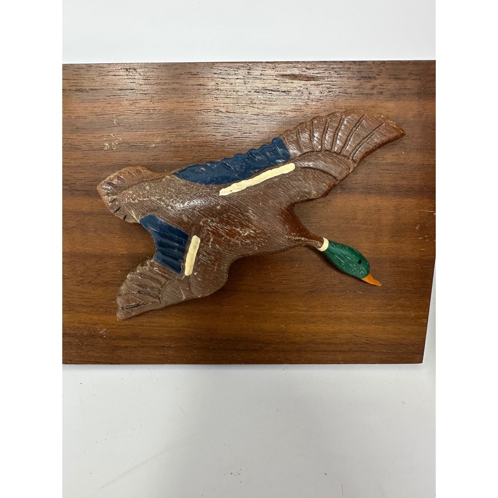 Vintage Hand Carved Wooden Mallard Duck Trinket Box Rustic Cabin Decor Brown - Picture 2 of 4